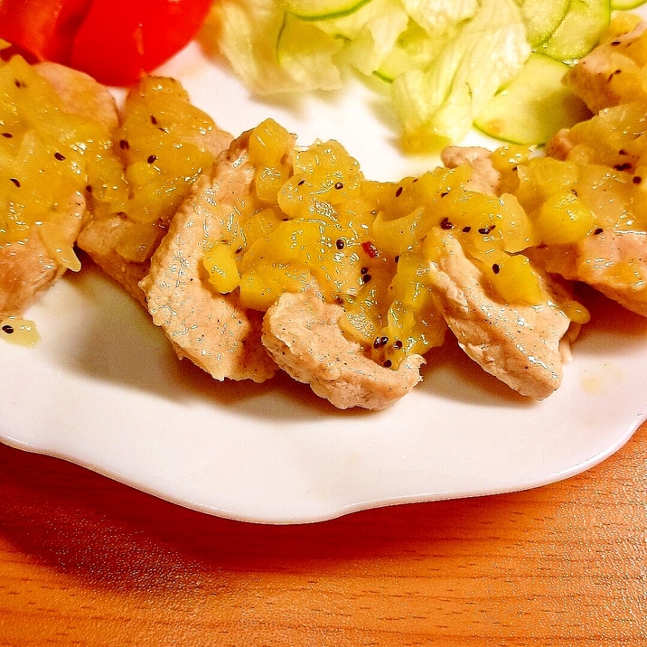 簡単フレンチ風 ポークソテーのキウイソースがけ レシピ 作り方 By ねここ25 楽天レシピ